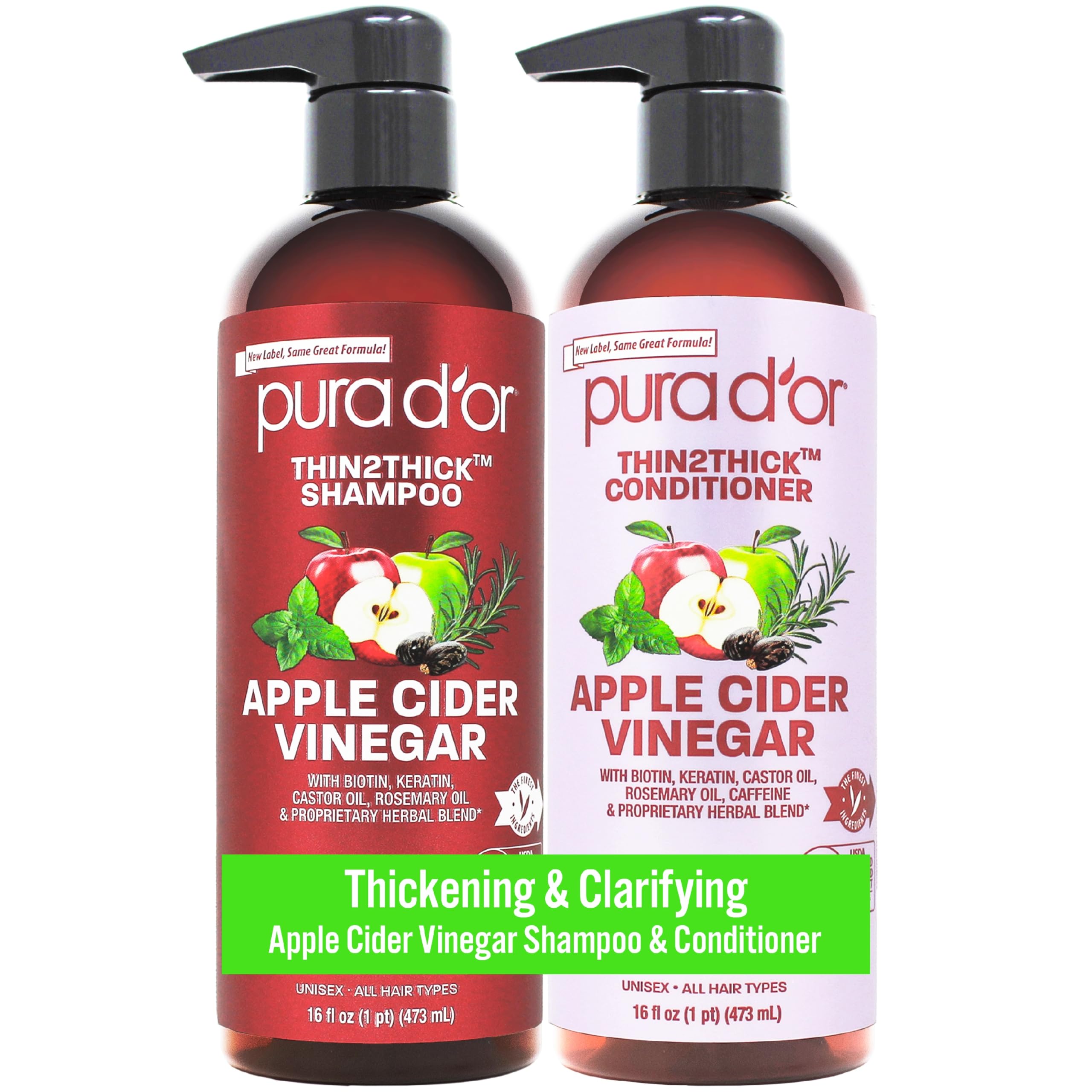 Amazon.com: PURA D'OR Apple Cider Vinegar Shampoo & Conditioner